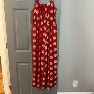 Floral print orange jumpsuit